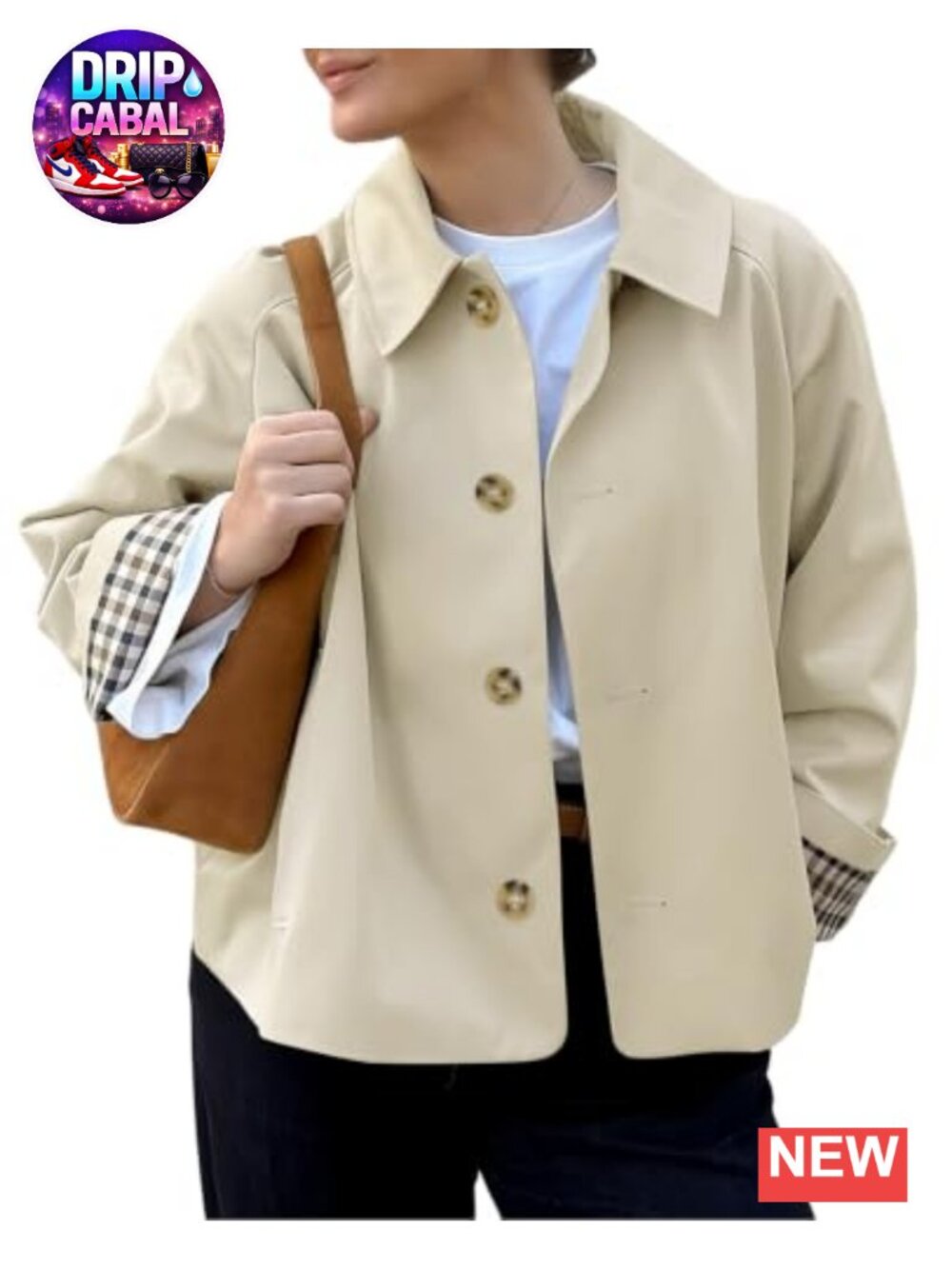 Womens Cropped Trench Coat Single Breasted Lightweight Fall Jacket